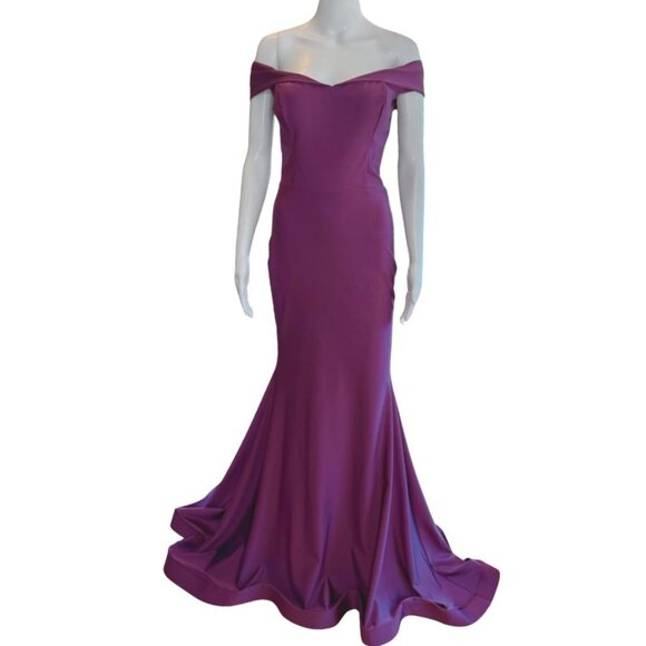Jessica Angel Dresses & Skirts - Jessica Angel 595 Evening Gown Off the Shoulder Eggplant Small NWT
